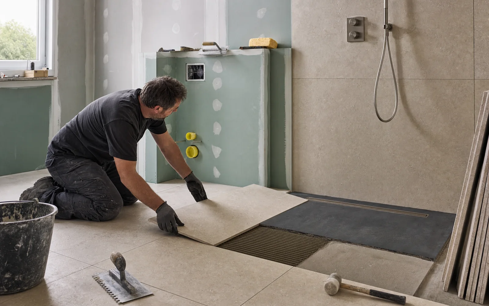 Illustrative Darstellung eines modernisierten Badezimmers als Branchenmotiv; kein Kundenprojekt.