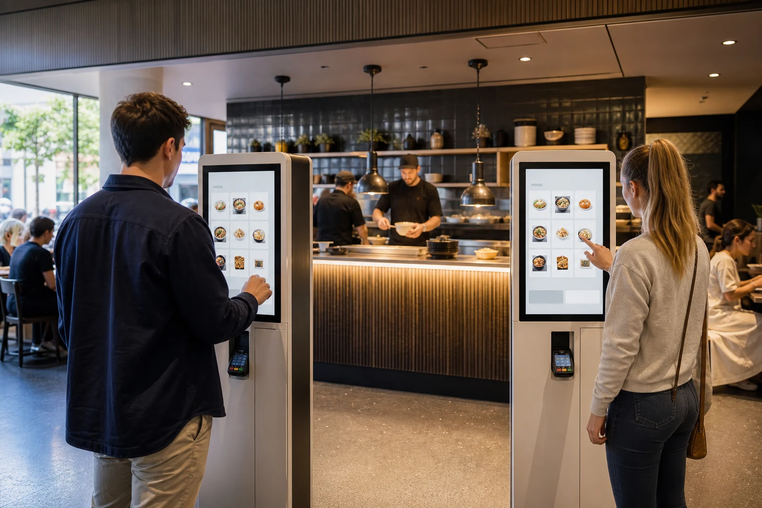 KI-generierte Produktszene von ORDERPUNKT für Bestellkiosk; fiktives System.
