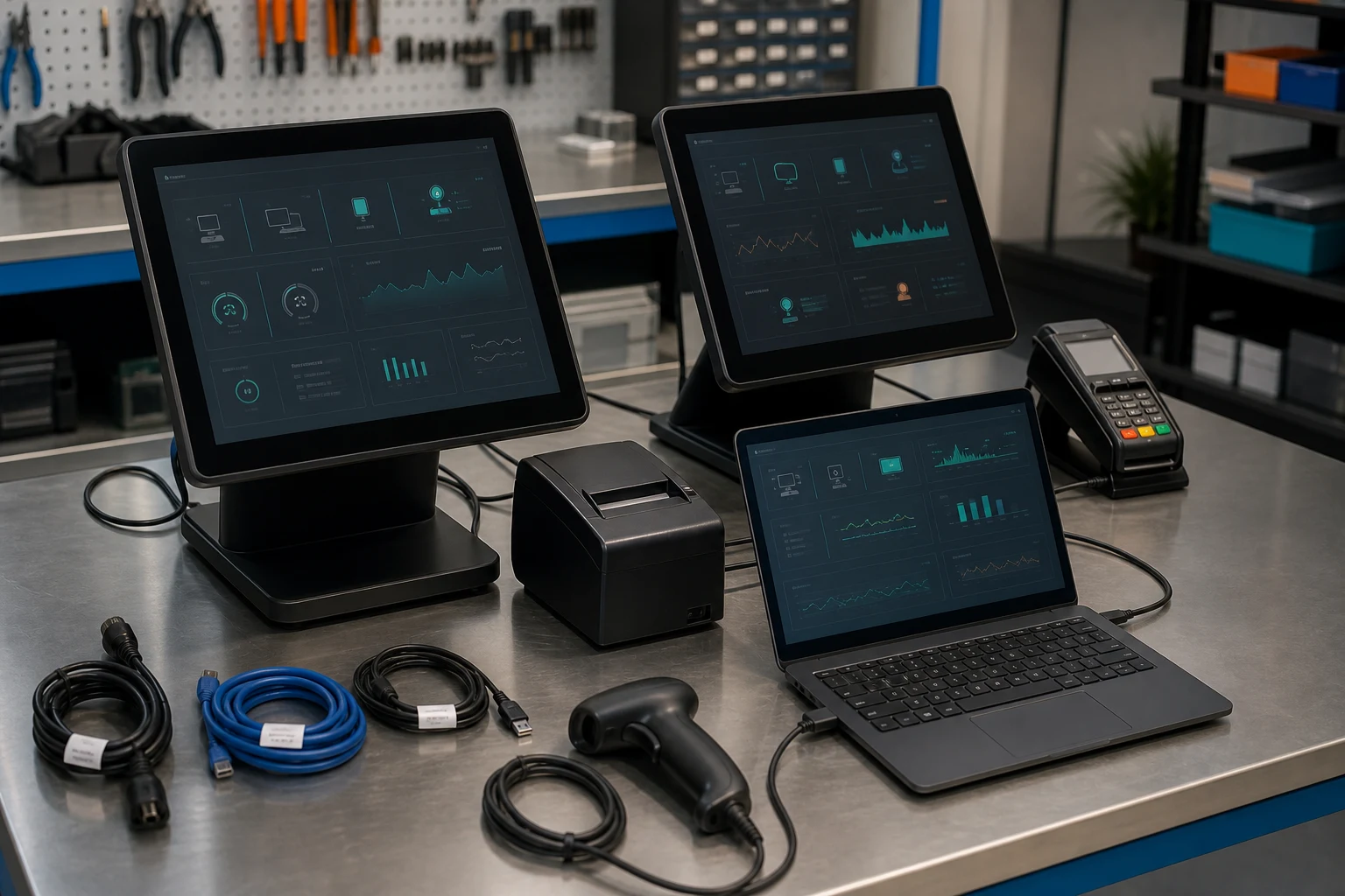 KI-generierte Detailansicht zu Installation von KASSENWERK MITTE; fiktives System.
