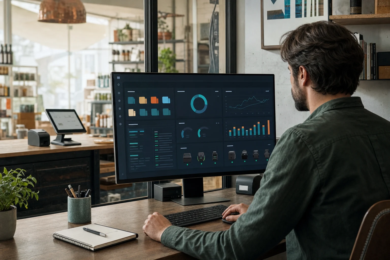 KI-generierte Detailansicht zu Backoffice von KONTUR POS; fiktives System.