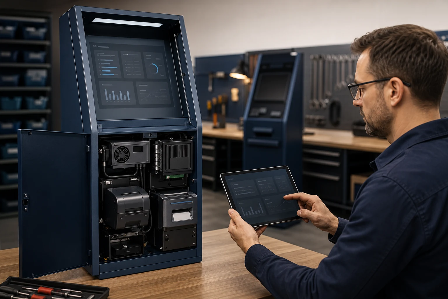 KI-generierte Detailansicht zu Prozesssoftware von KIOSKMODUL; fiktives System.